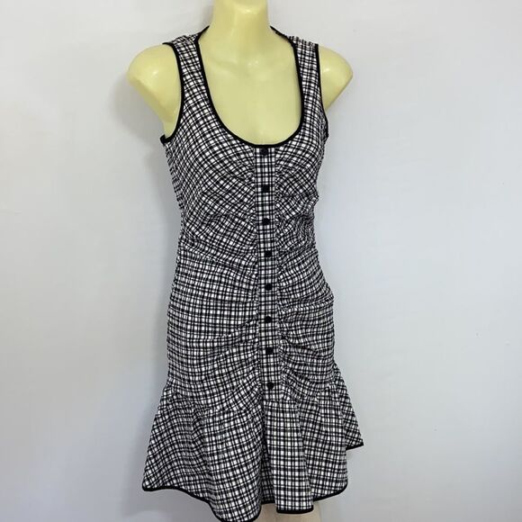Parker Dress"Yael"Black White Seersucker Flirty Ruffle Mini Dress Nwot S… - Picture 5 of 9